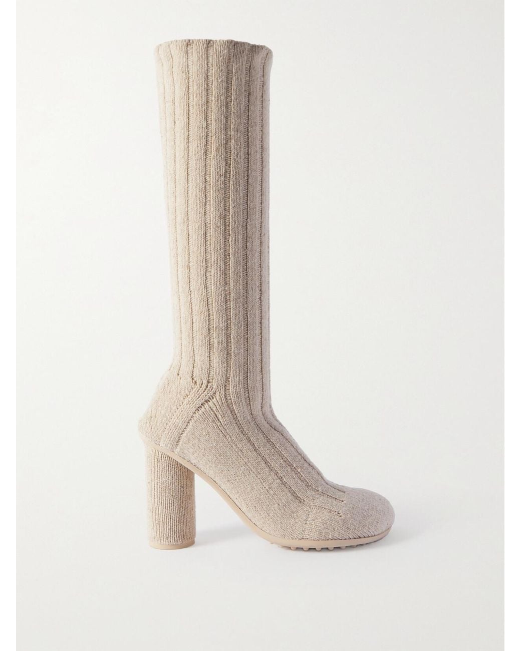 Bottega Veneta White Knitted Atomic Boots 90