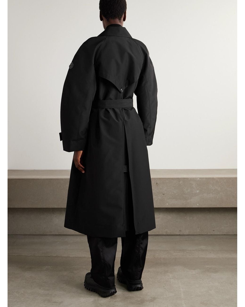 Moncler Genius Black Edward Enninful Zake Belted Double-Breasted Shell Trench Coat