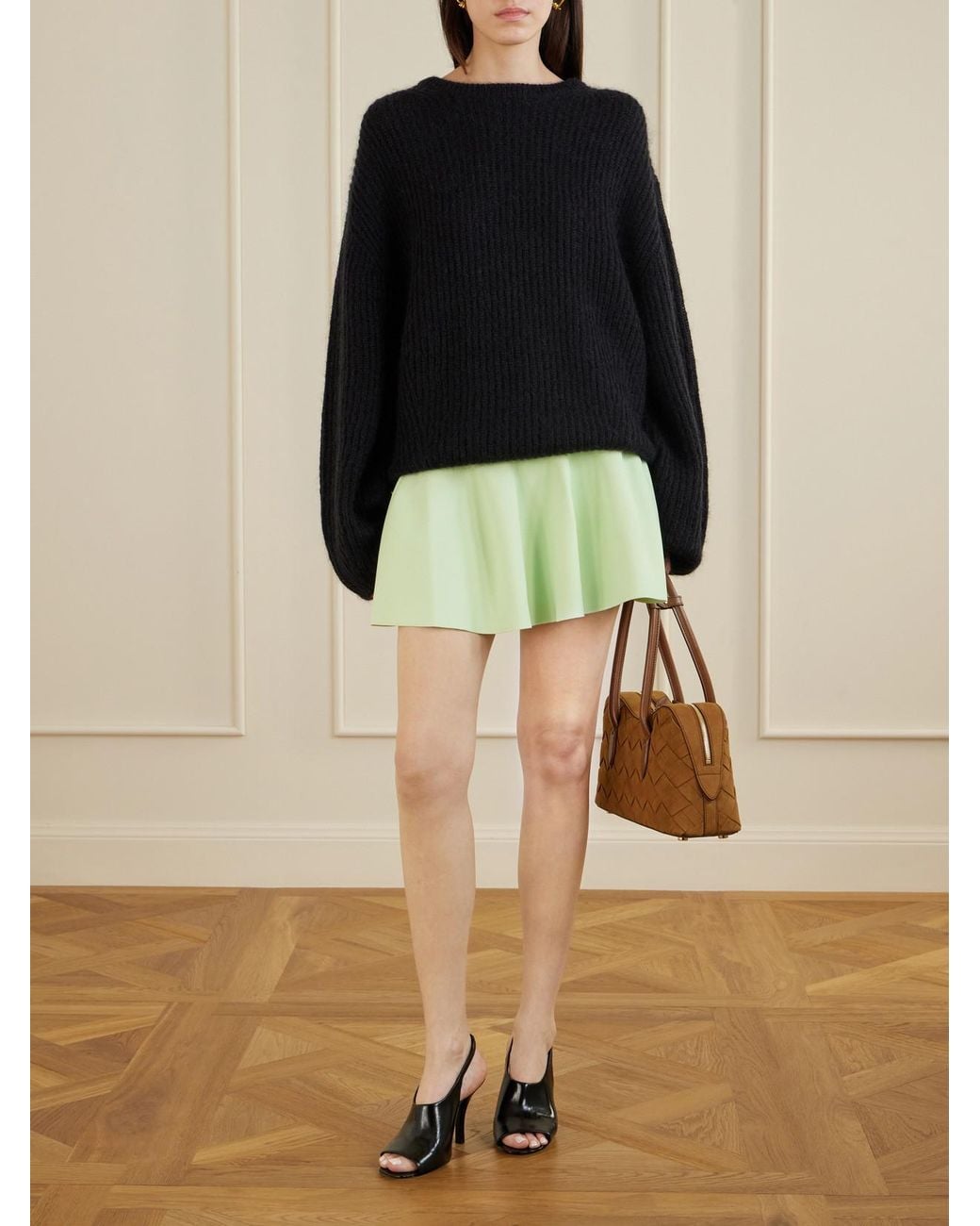 Stella McCartney Green Stretch-Knit Mini Skirt
