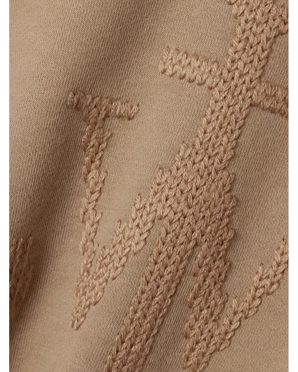 Moncler Genius Brown 1 Jw Anderson Two-Tone Embroidered Cotton-Jersey And Wool Top