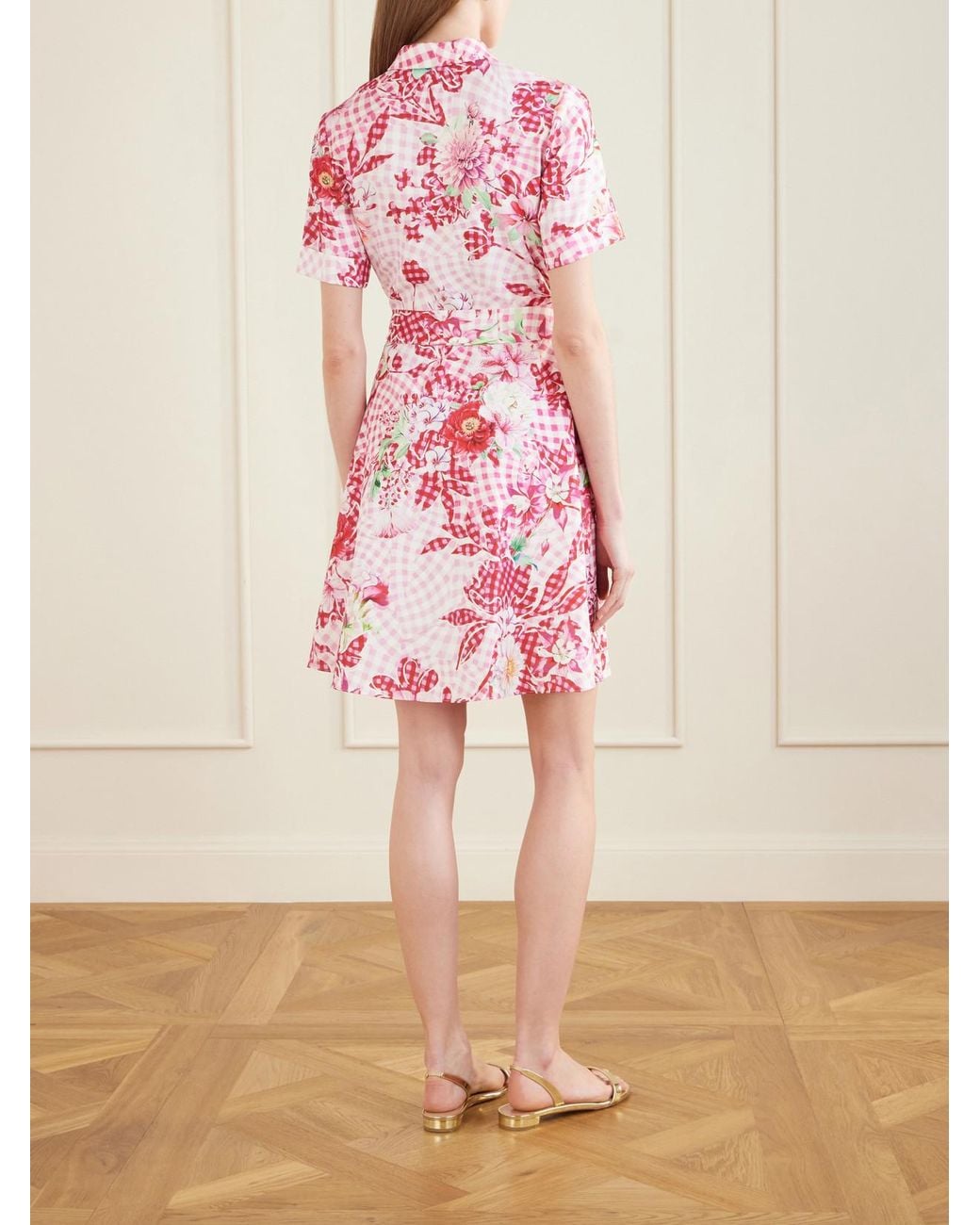 Mary Katrantzou Pink Chima Floral-Print Tie-Detailed Woven Midi Dress