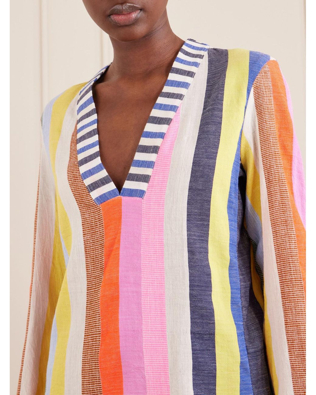 Lemlem White Raey Striped Cotton-Blend Mini Dress