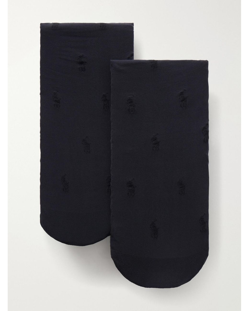 Polo Ralph Lauren Blue Logo-Jacquard Stretch-Knit Tights
