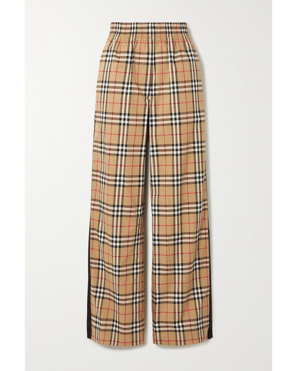Burberry Striped Checked Cotton-blend Wide-leg Pants