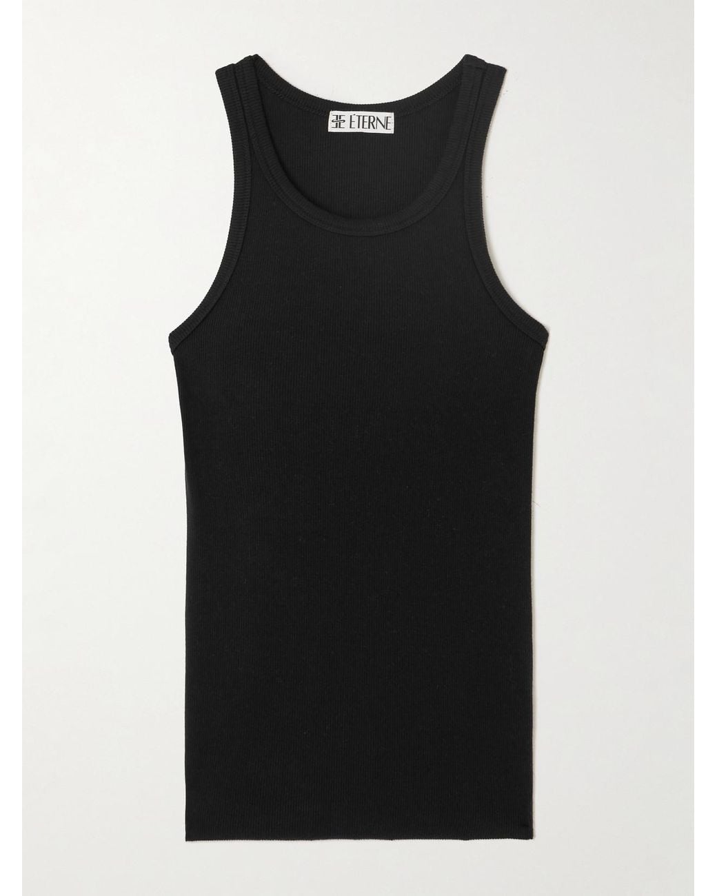 ÉTERNE Black Ribbed Stretch-Jersey Tank