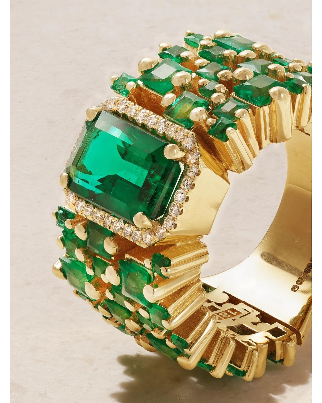 Suzanne Kalan Green 18-Karat, Emerald And Diamond Ring