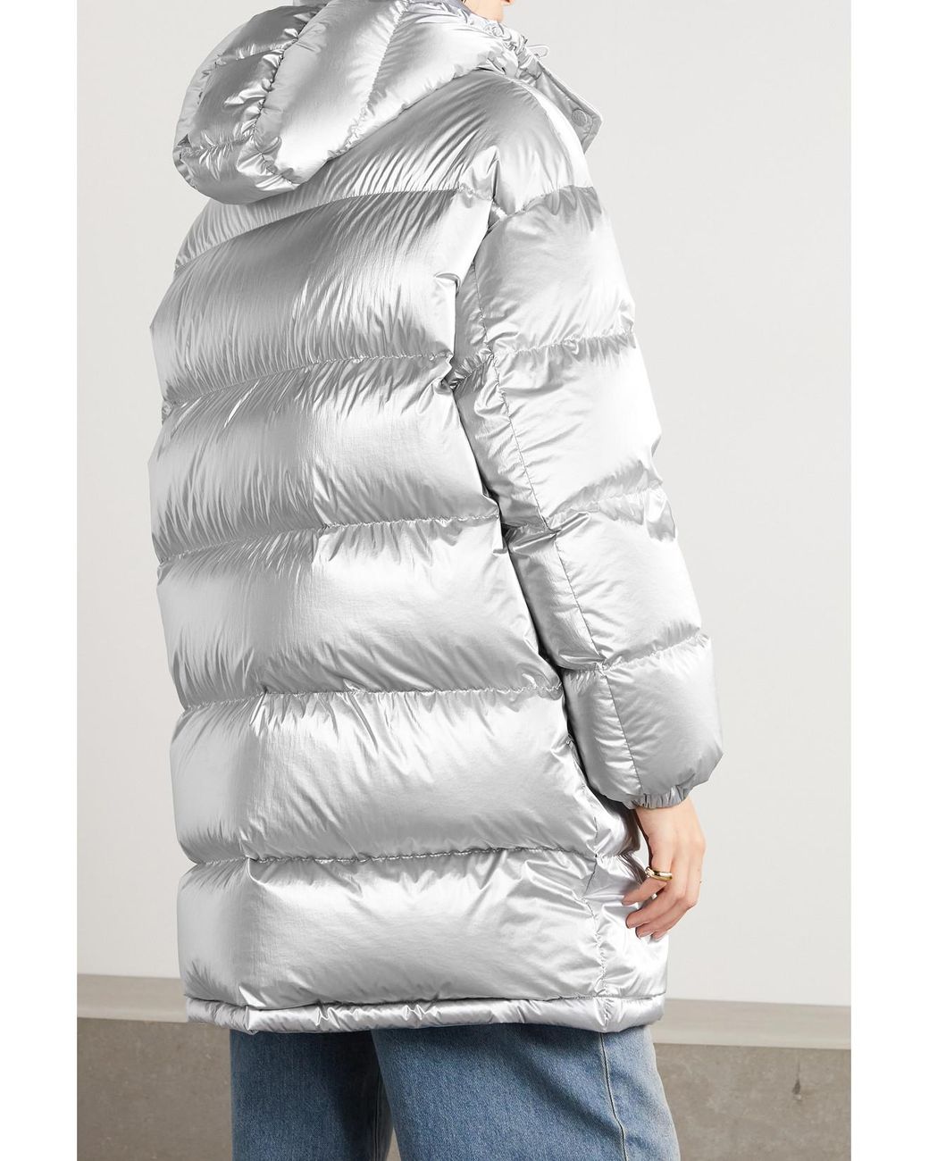Moncler Gray Gaou Hooded Quilted Metallic Shell Down Jacket