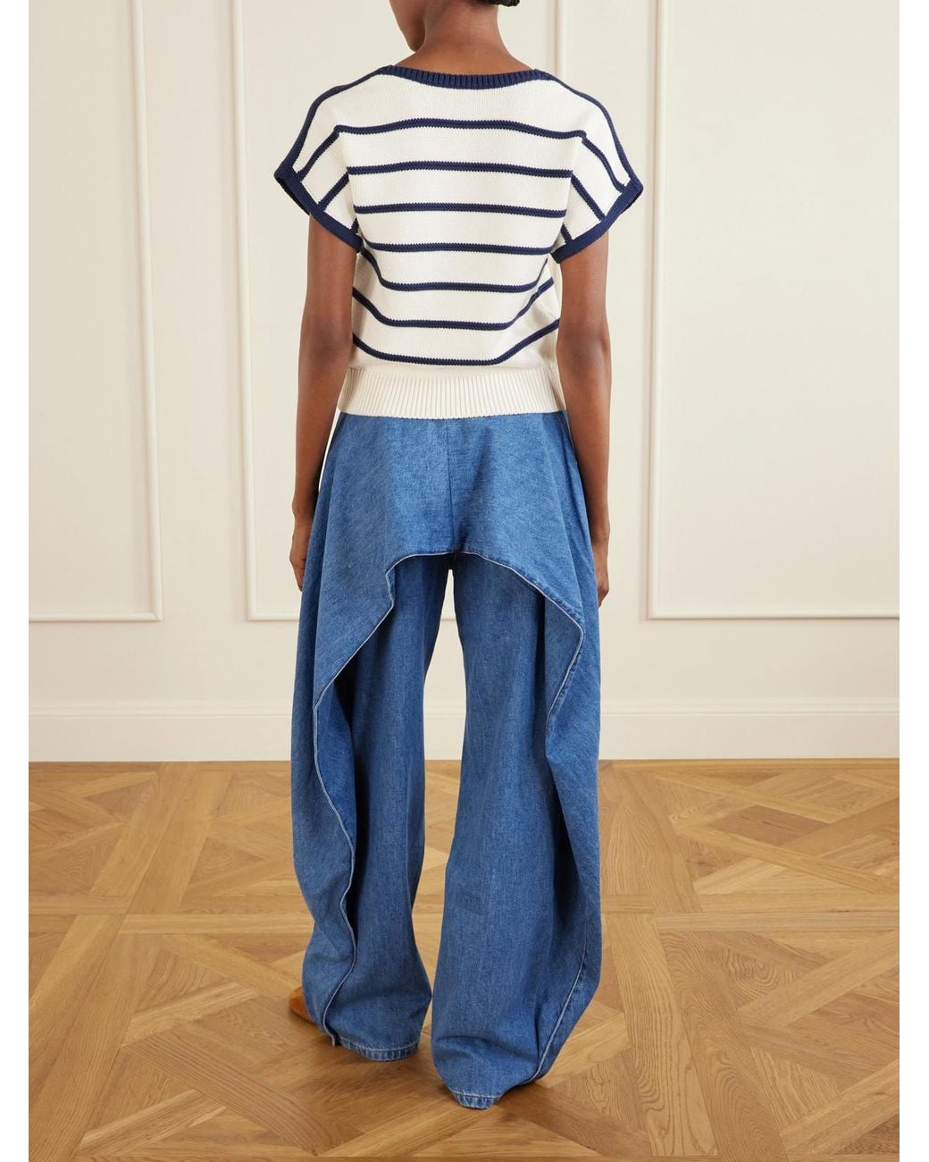 Loewe Blue Anagram-Embroidered Striped Cotton And Wool-Blend Sweater