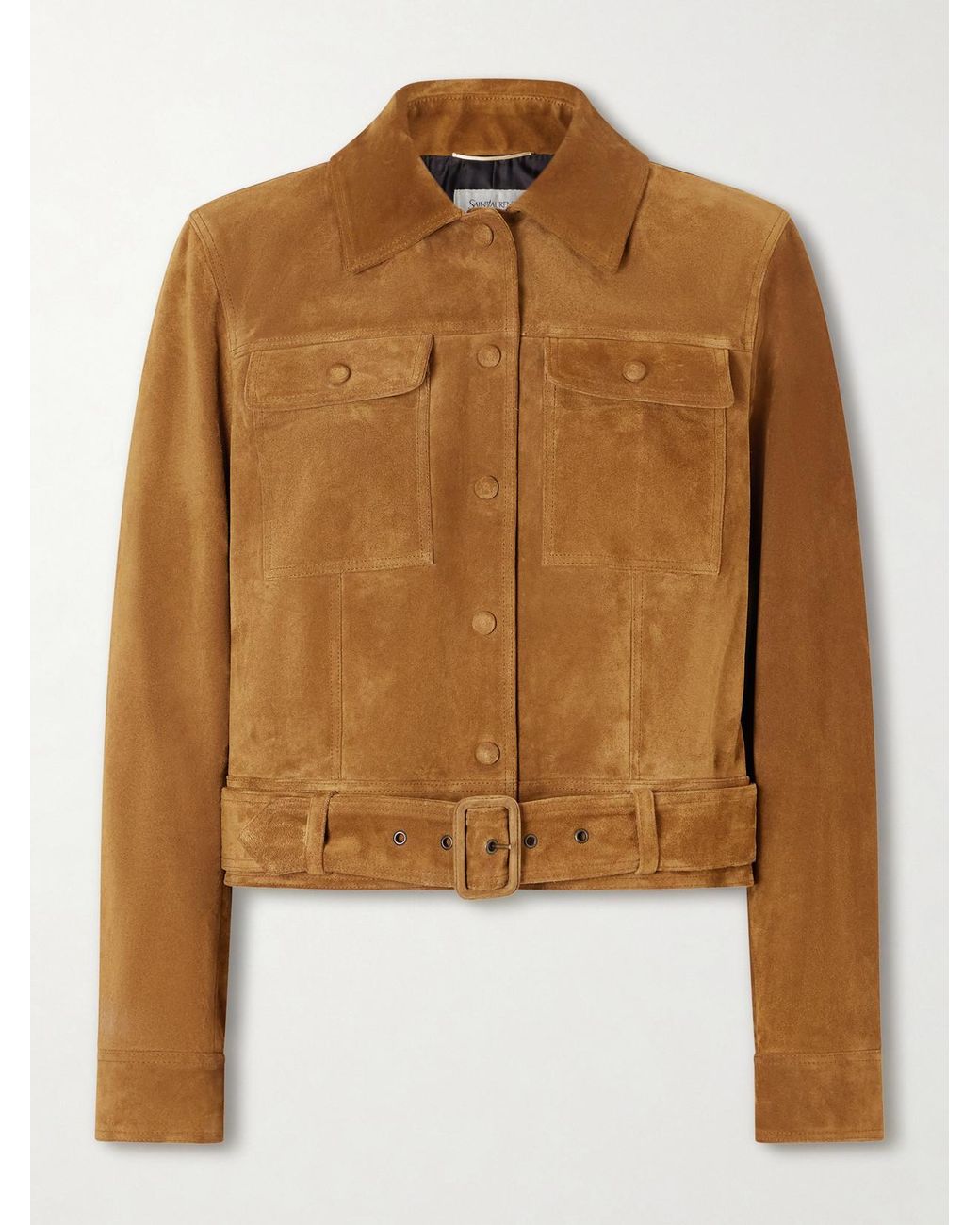 Saint Laurent Brown Belted Suede Jacket