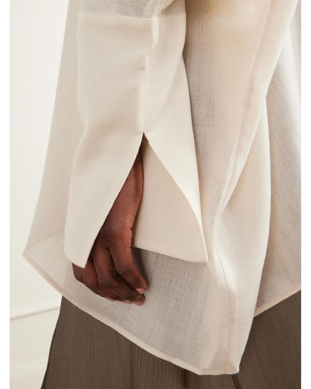 Ruohan White Kael Asymmetric Cotton-Gauze Shirt