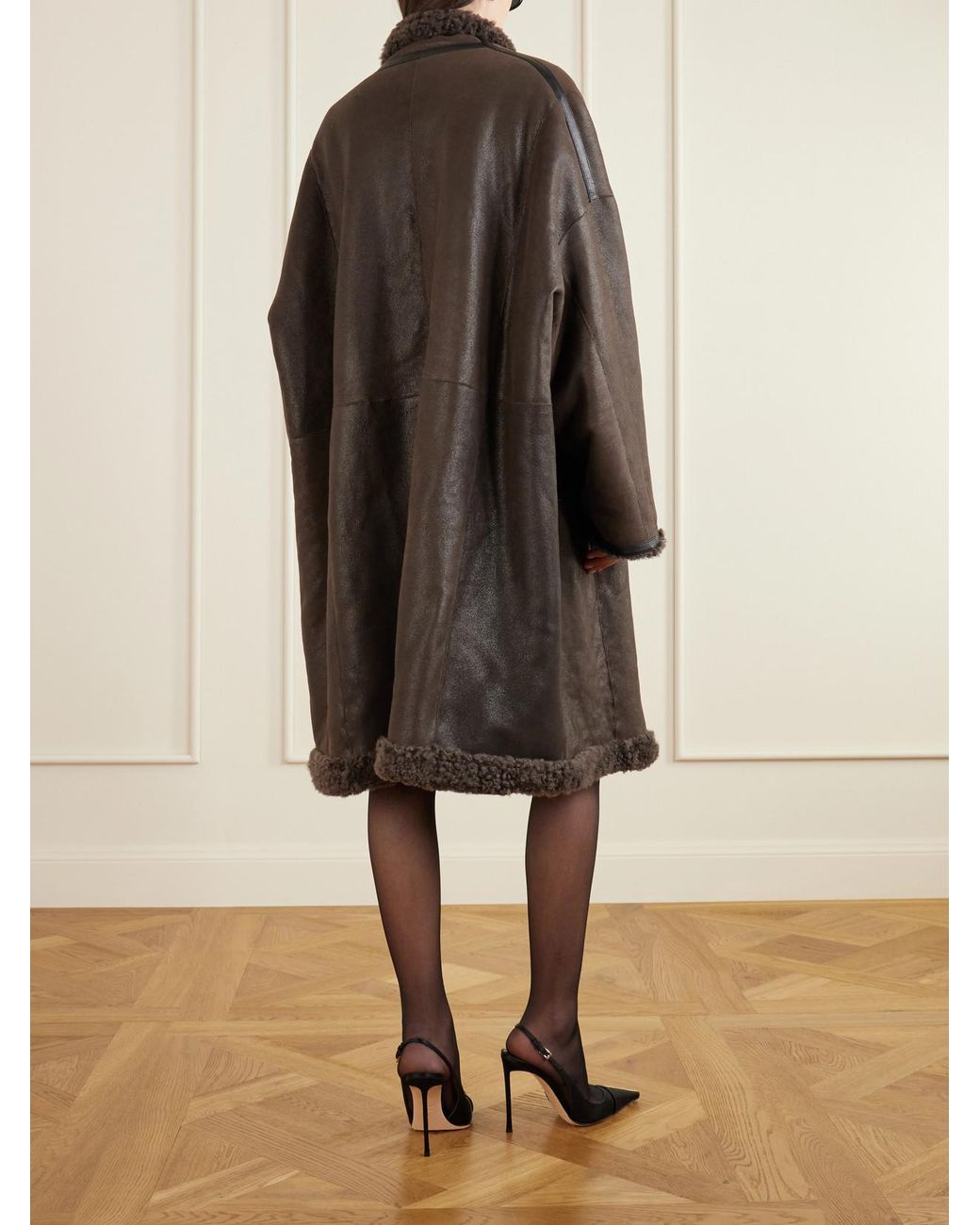 Tom Ford Brown Reversible Full-Grain Leather-Trimmed Shearling Coat