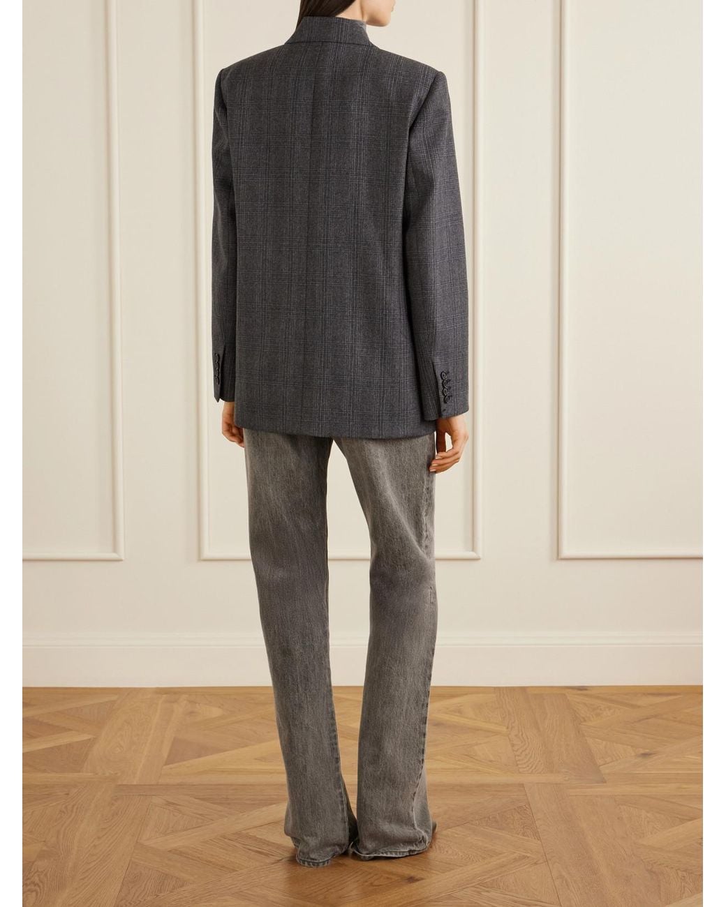 Nili Lotan Black Leston Checked Wool-Blend Blazer