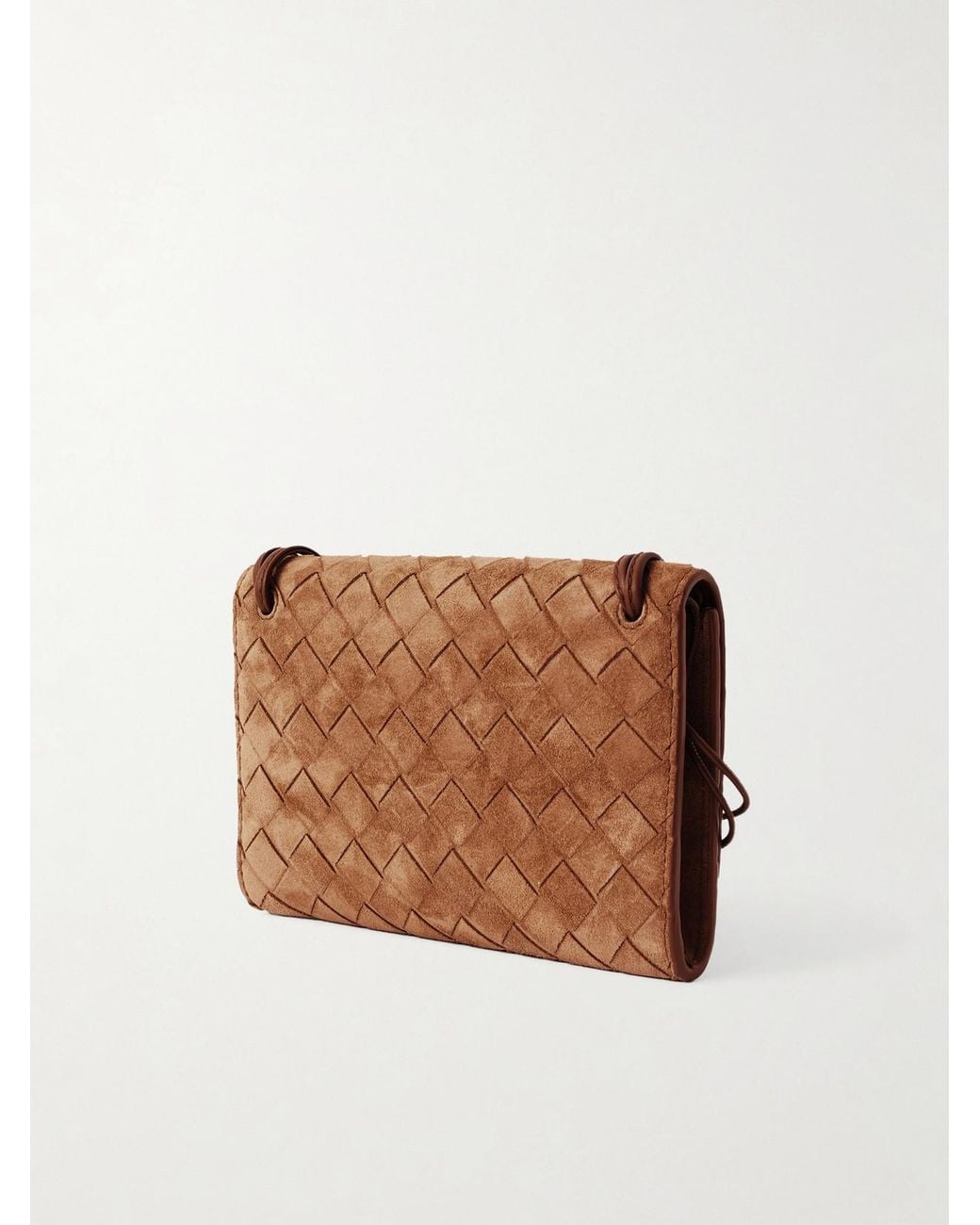 Bottega Veneta Brown Andiamo Small Intrecciato Suede Shoulder Bag