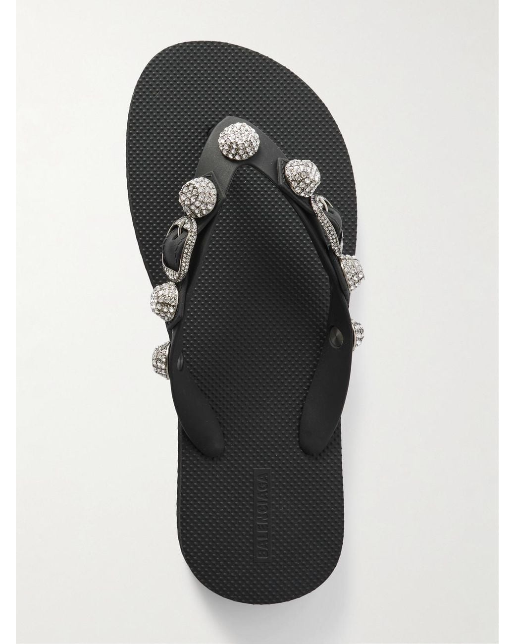 Balenciaga White Cagole Embellished Rubber Flip Flops