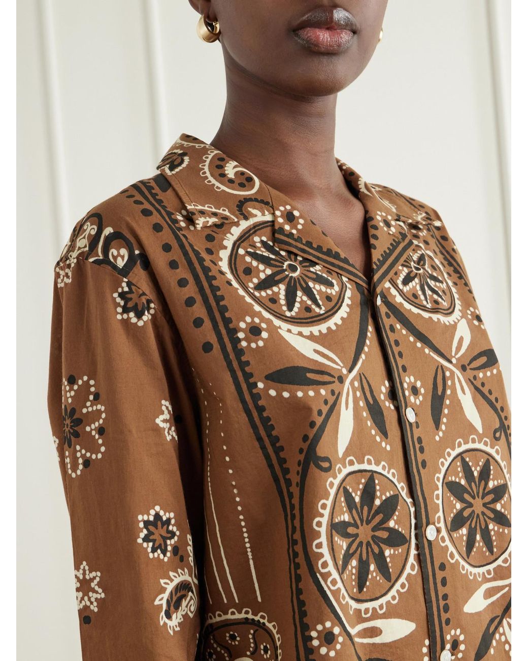 Bode Brown Bandana Paisley-Print Cotton Shirt