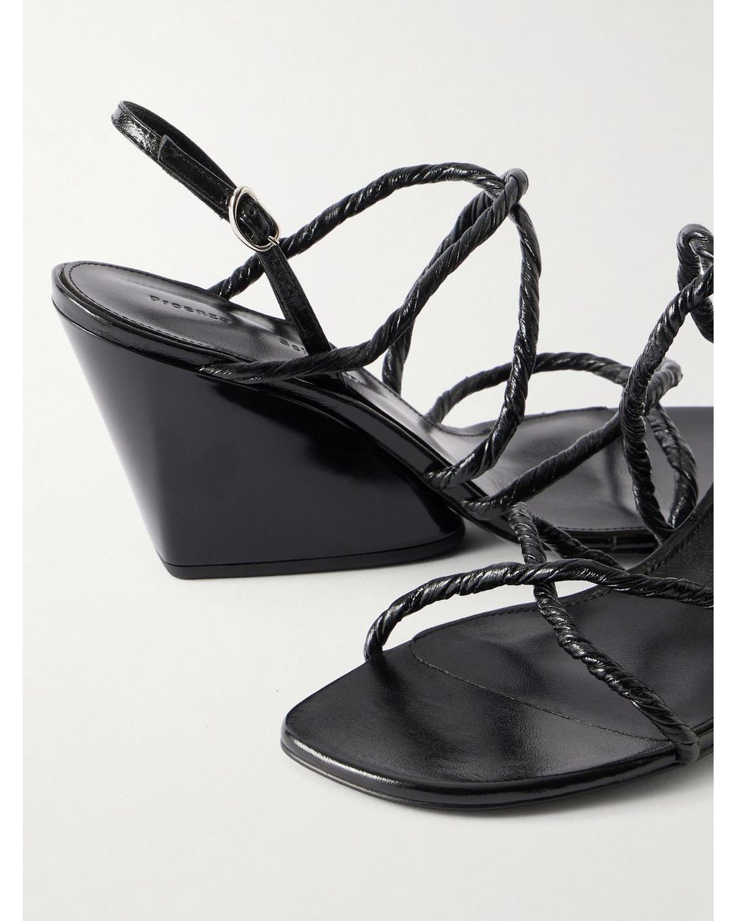 Proenza Schouler Black Twist Slant 70 Leather Wedge Sandals