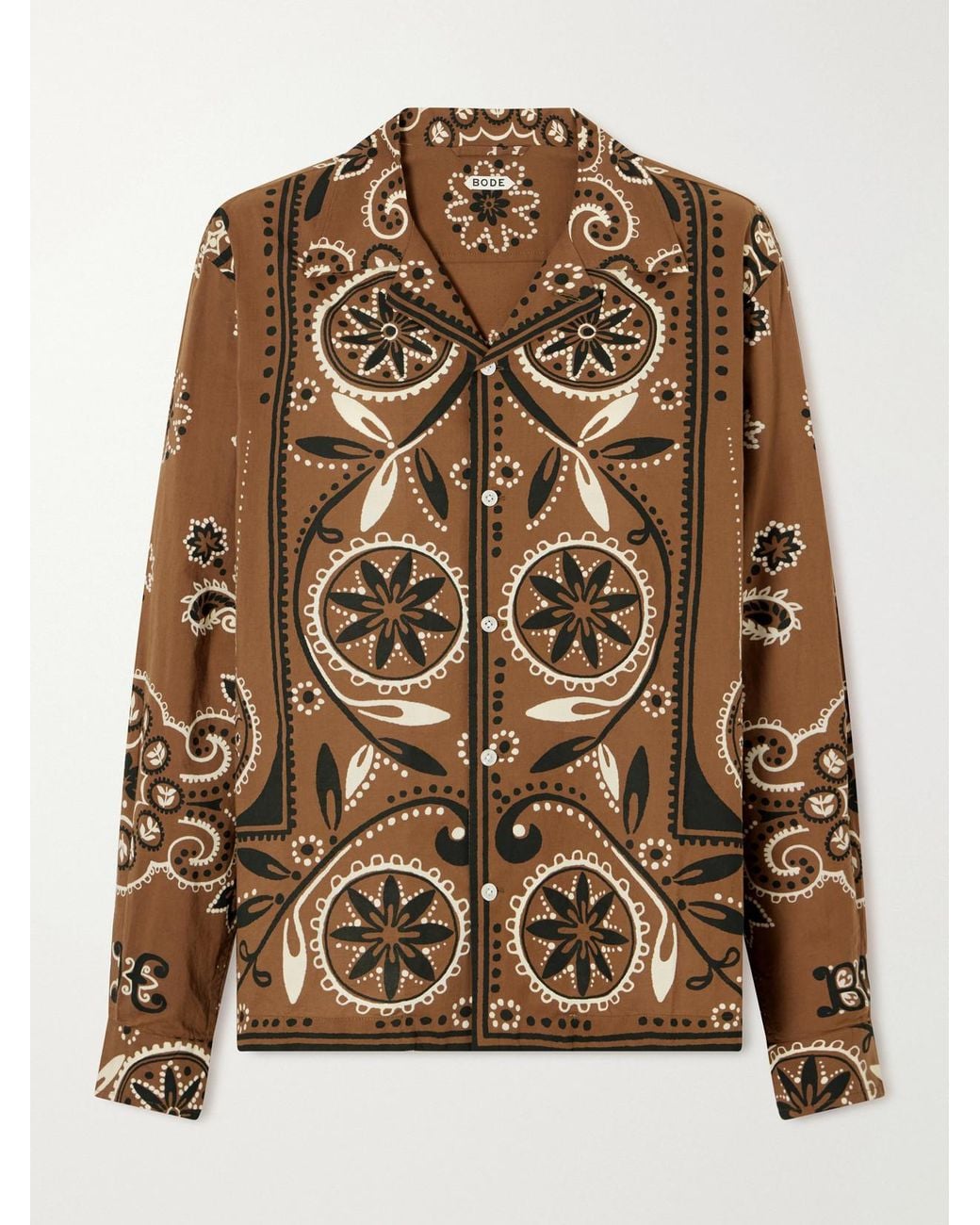 Bode Brown Bandana Paisley-Print Cotton Shirt