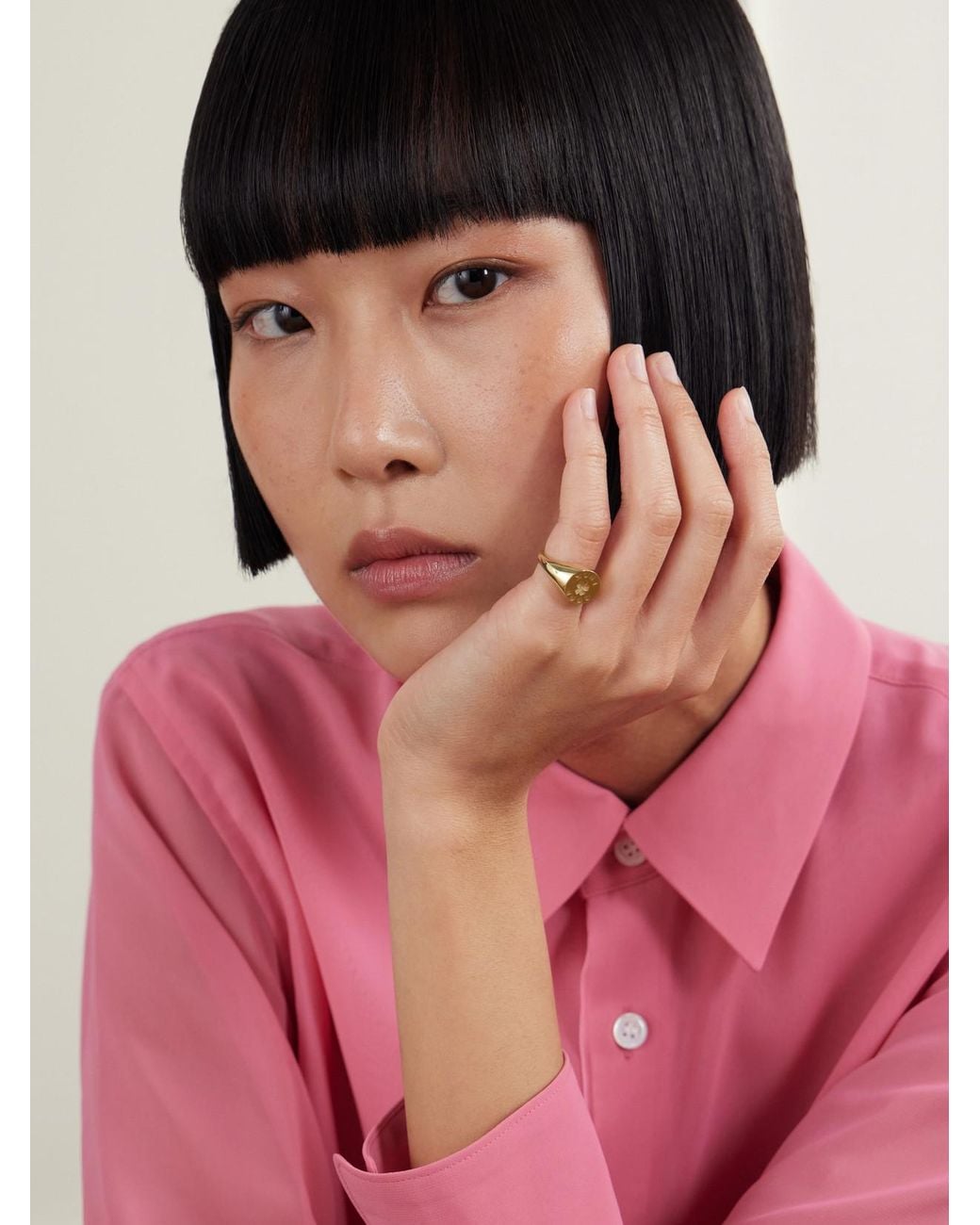 Jennifer Meyer Natural Good Luck & Clover 18-Karat Signet Ring