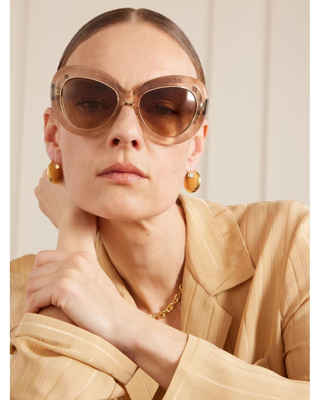 Jacques Marie Mage Natural Monarch Round-Frame Acetate Sunglasses
