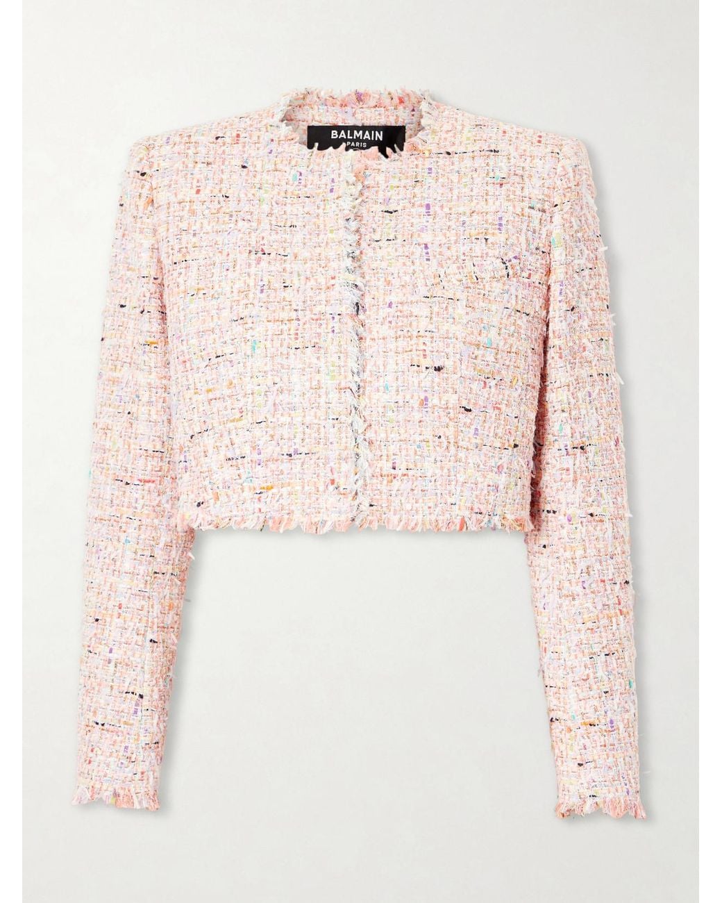 Balmain Pink Tweed Cropped Jacket
