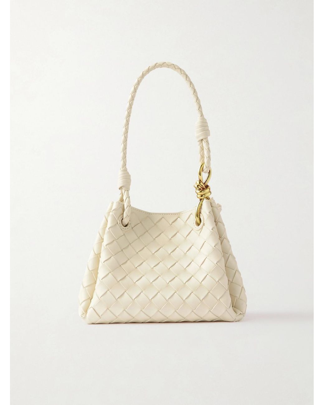 Bottega Veneta Natural Parachute Small Intrecciato Leather Shoulder Bag