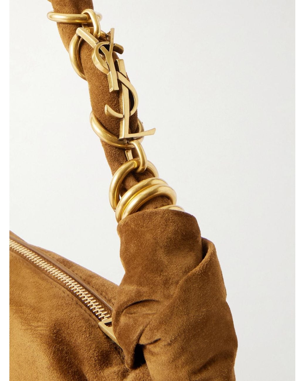 Saint Laurent Brown Amalia Mini Suede Shoulder Bag