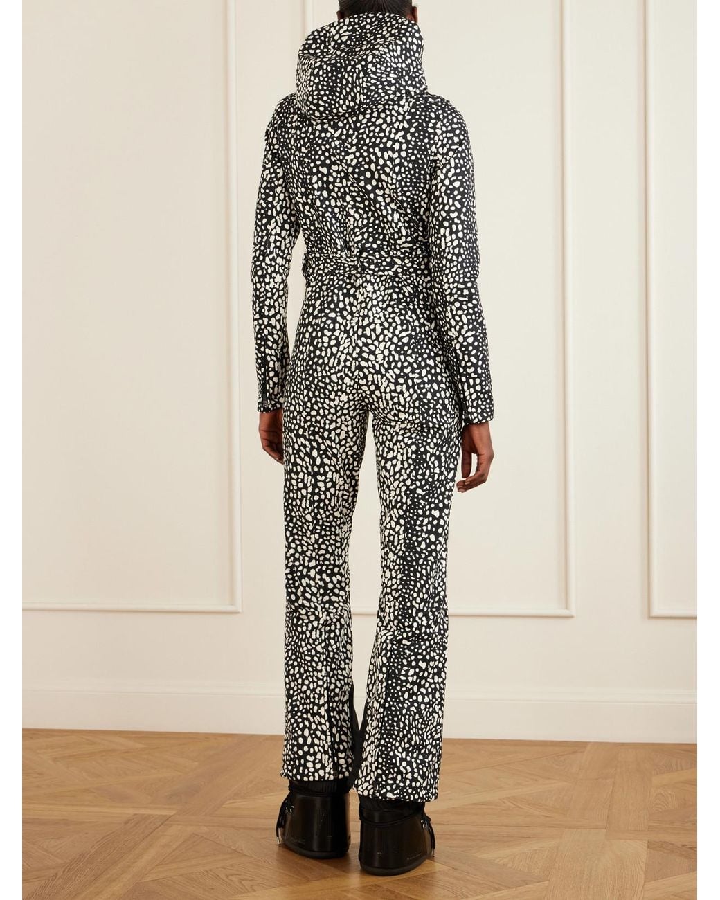 Perfect Moment Gray Tignes Hooded Belted Logo-Embroidered Printed Shell Ski Suit
