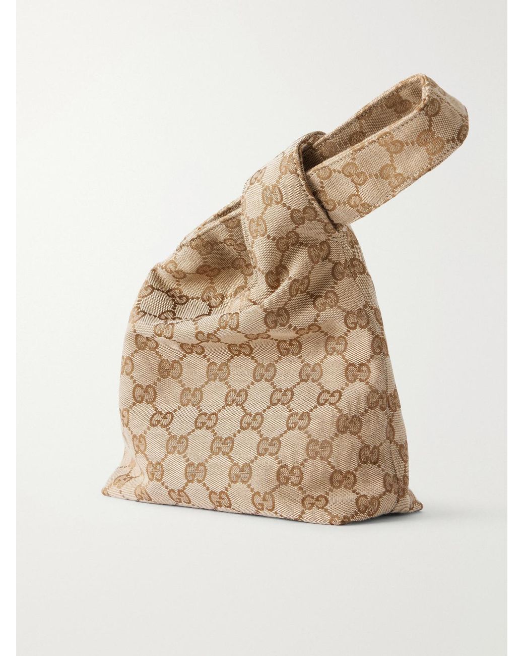 Gucci Natural Soft Loop Canvas-Jacquard Top-Handle Bag