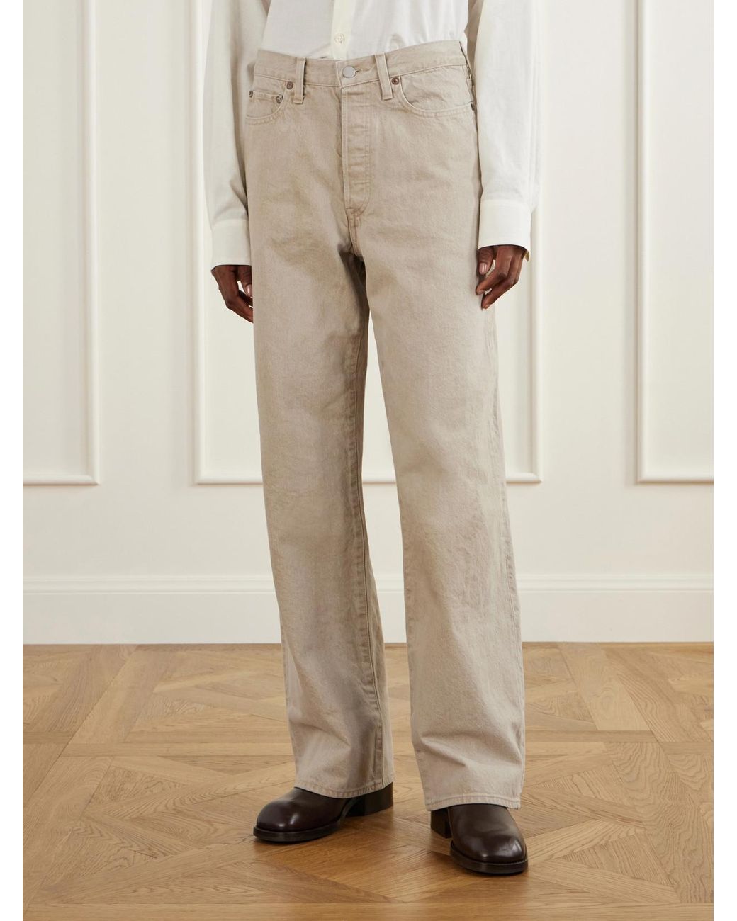 Ssstein Natural Mid-Rise Wide-Leg Jeans