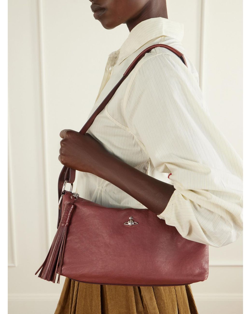 Vivienne Westwood Red Emma Orb-Detailed Leather Shoulder Bag
