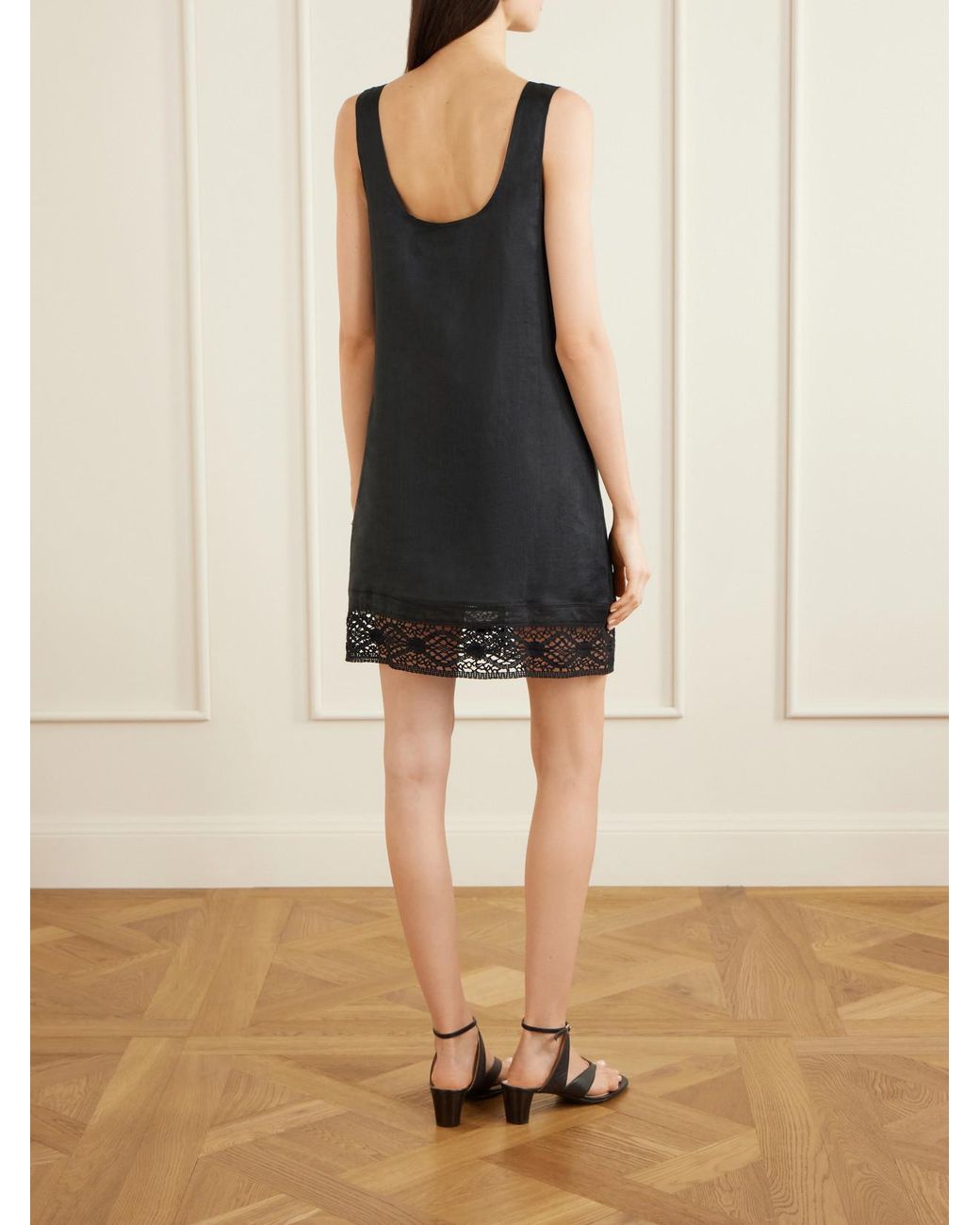 FRAME Black Heirloom Ramie Mini Dress