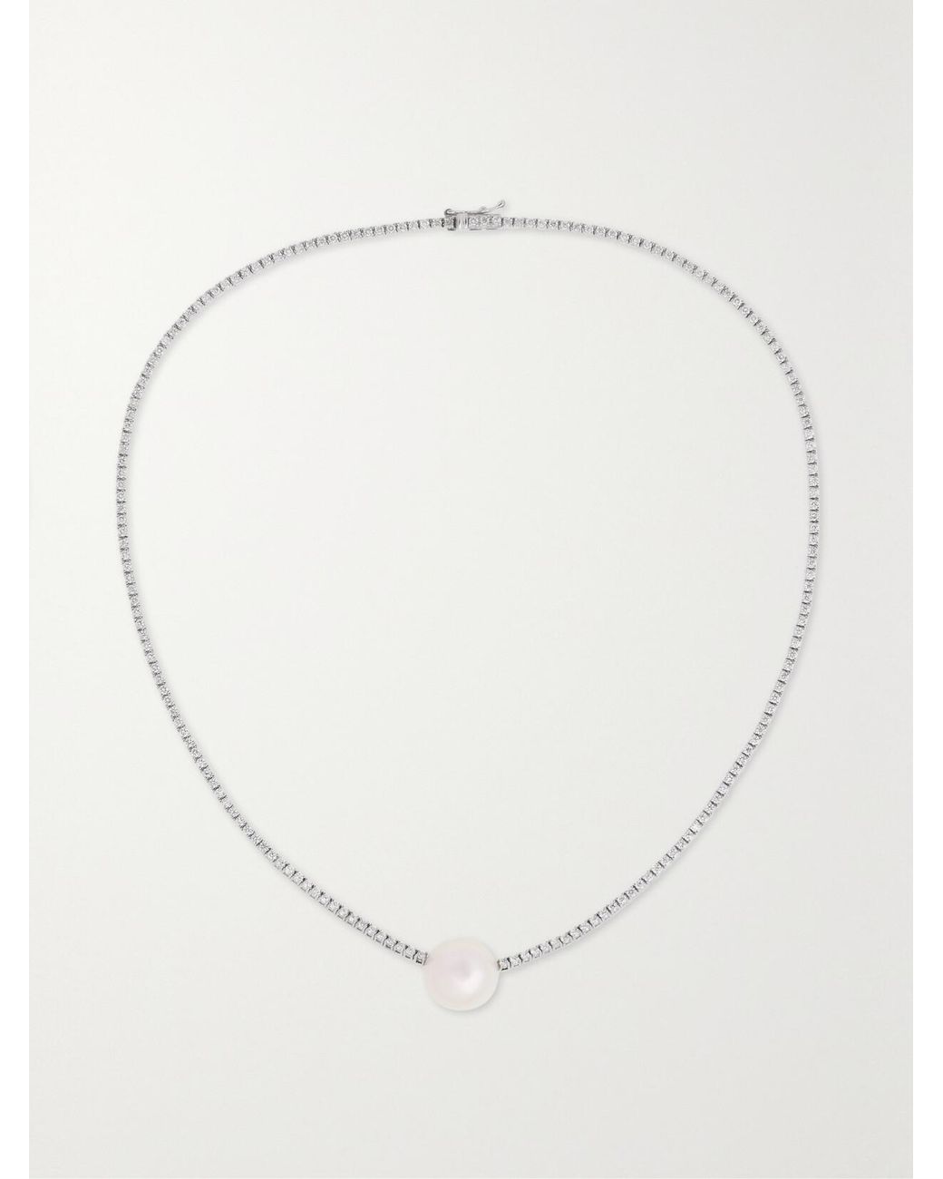 Mizuki White Eve 18-Karat, Pearl And Diamond Necklace