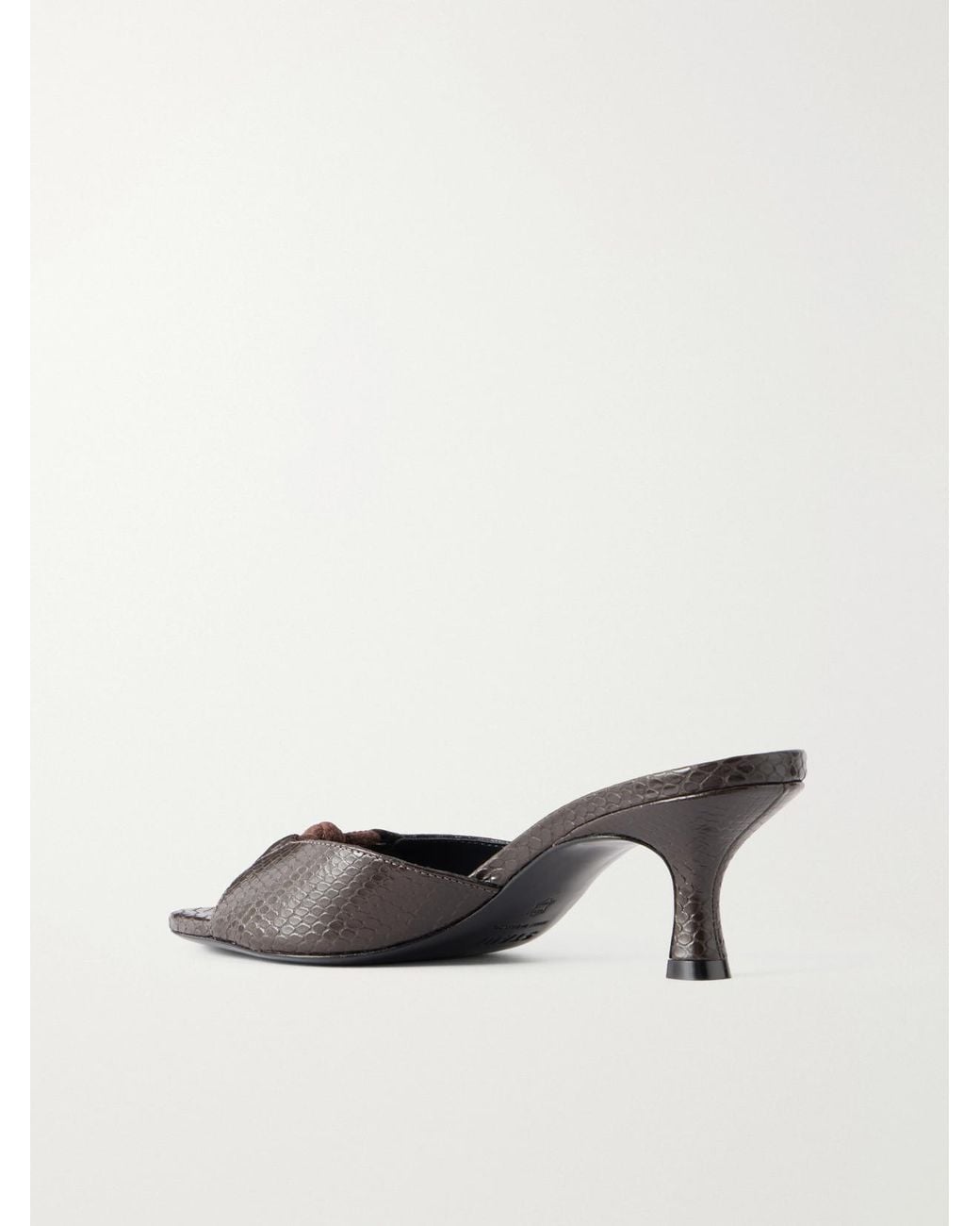 Staud Natural Brynn 70 Snake-Effect Leather Mules