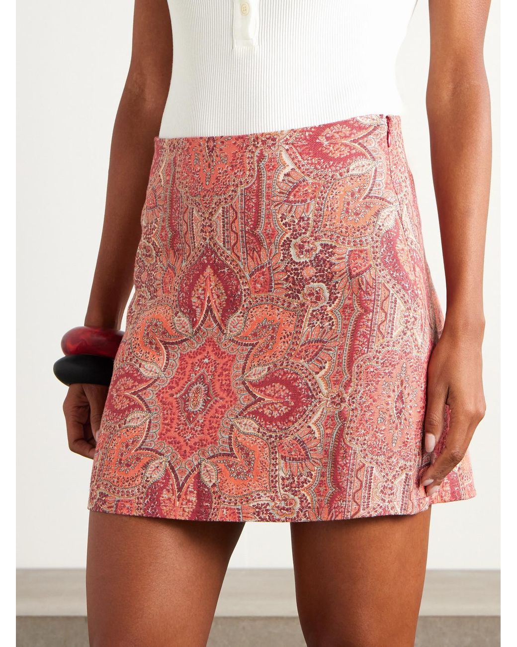 Marta Ferri Pink Printed Linen Mini Skirt