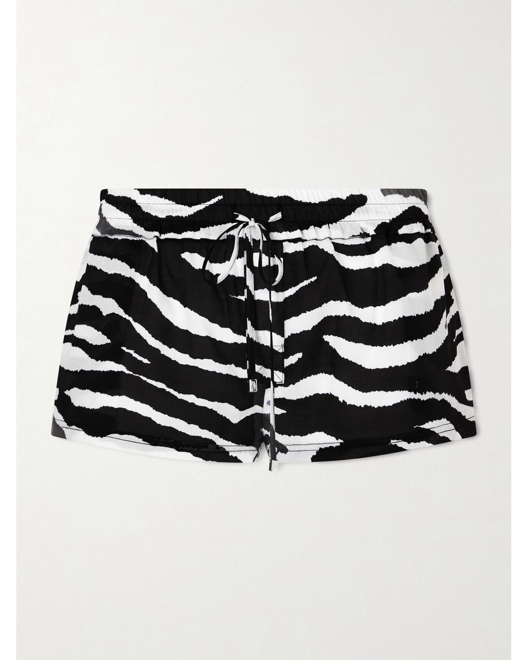 The Attico Black Zebra-Print Cotton-Voile Shorts