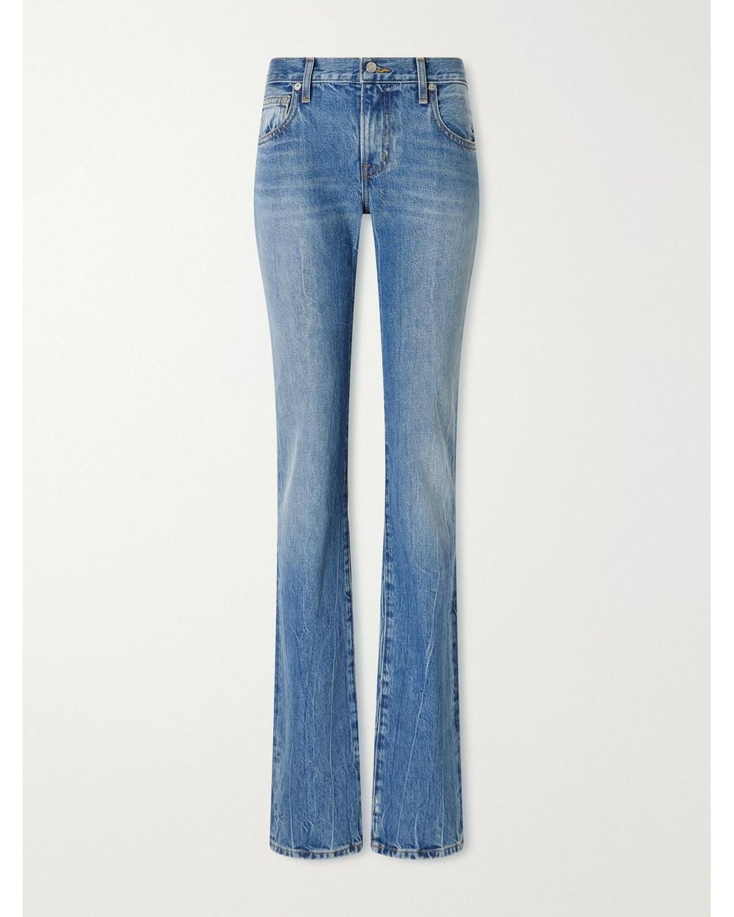 ÉTERNE Blue Chevy Low Rise Straight Jeans