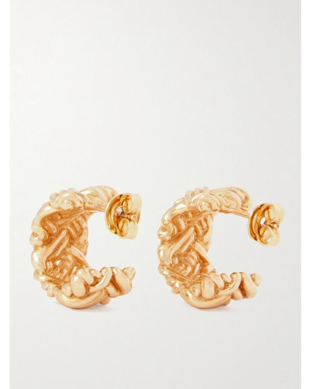 Bottega Veneta Metallic Intrecciato-Plated Earrings