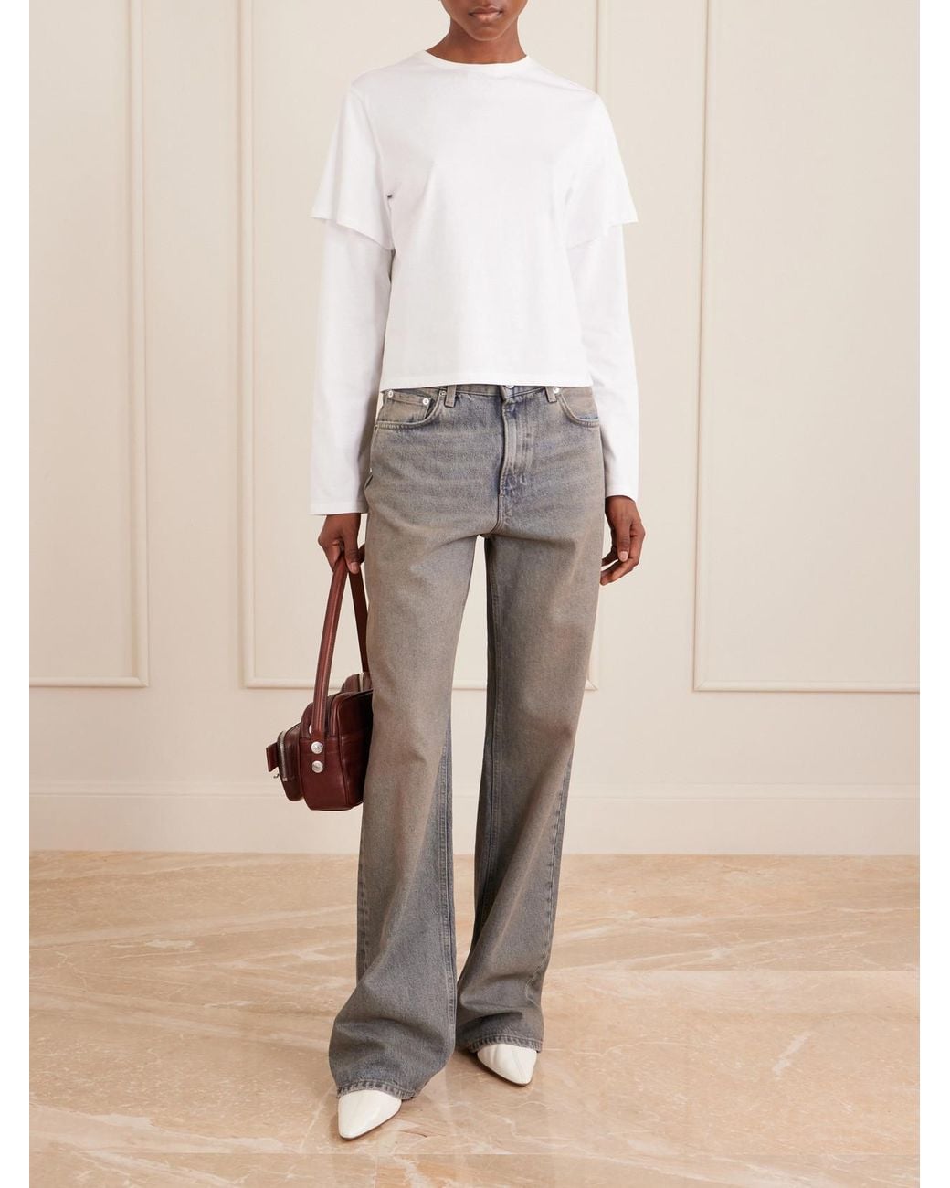 Haikure Gray Korea Mid-Rise Flared Jeans