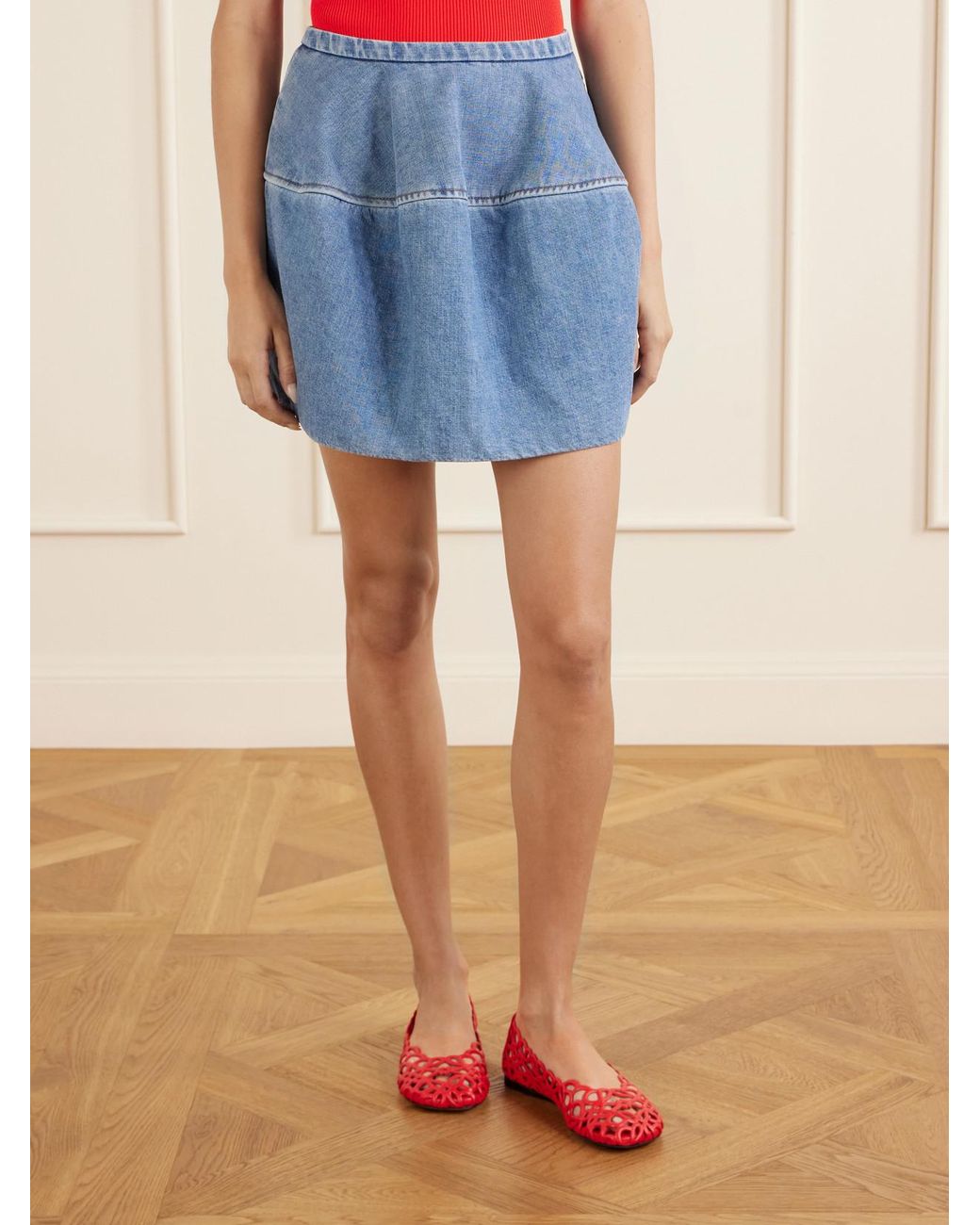 Loewe Blue Paneled Denim Mini Skirt