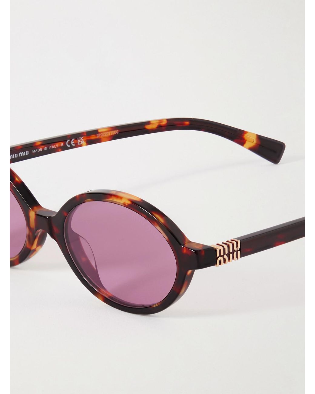 Miu Miu Pink Oval-Frame Acetate Sunglasses