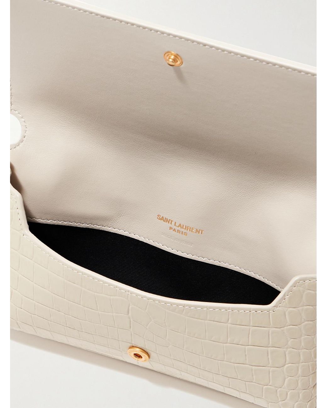 Saint Laurent Natural Cassandre Croc-Effect Leather Phone Case