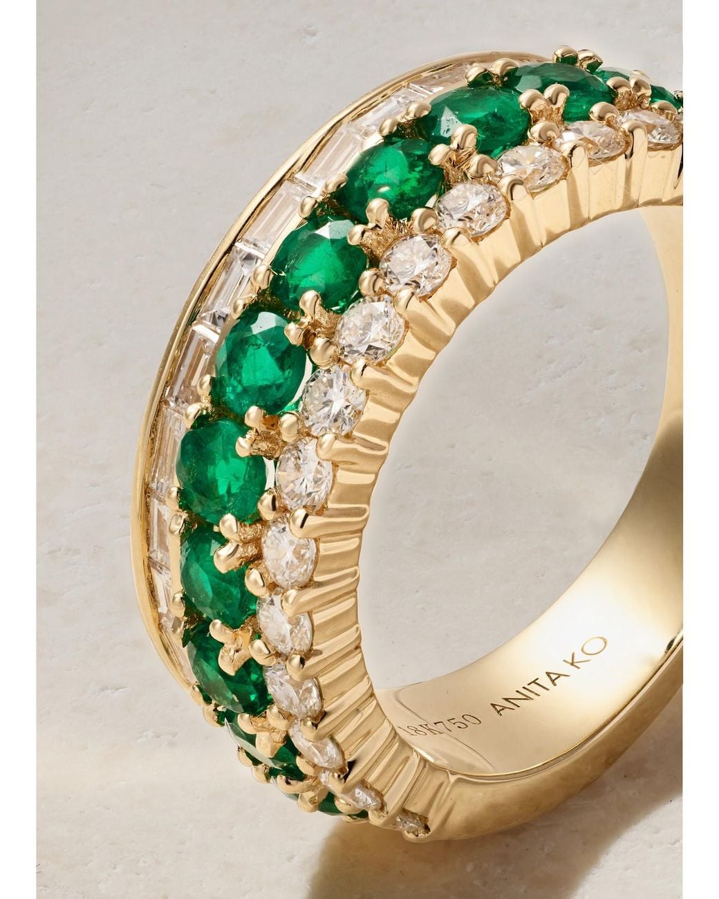 Anita Ko Blue 18-Karat, Emerald And Diamond Ring
