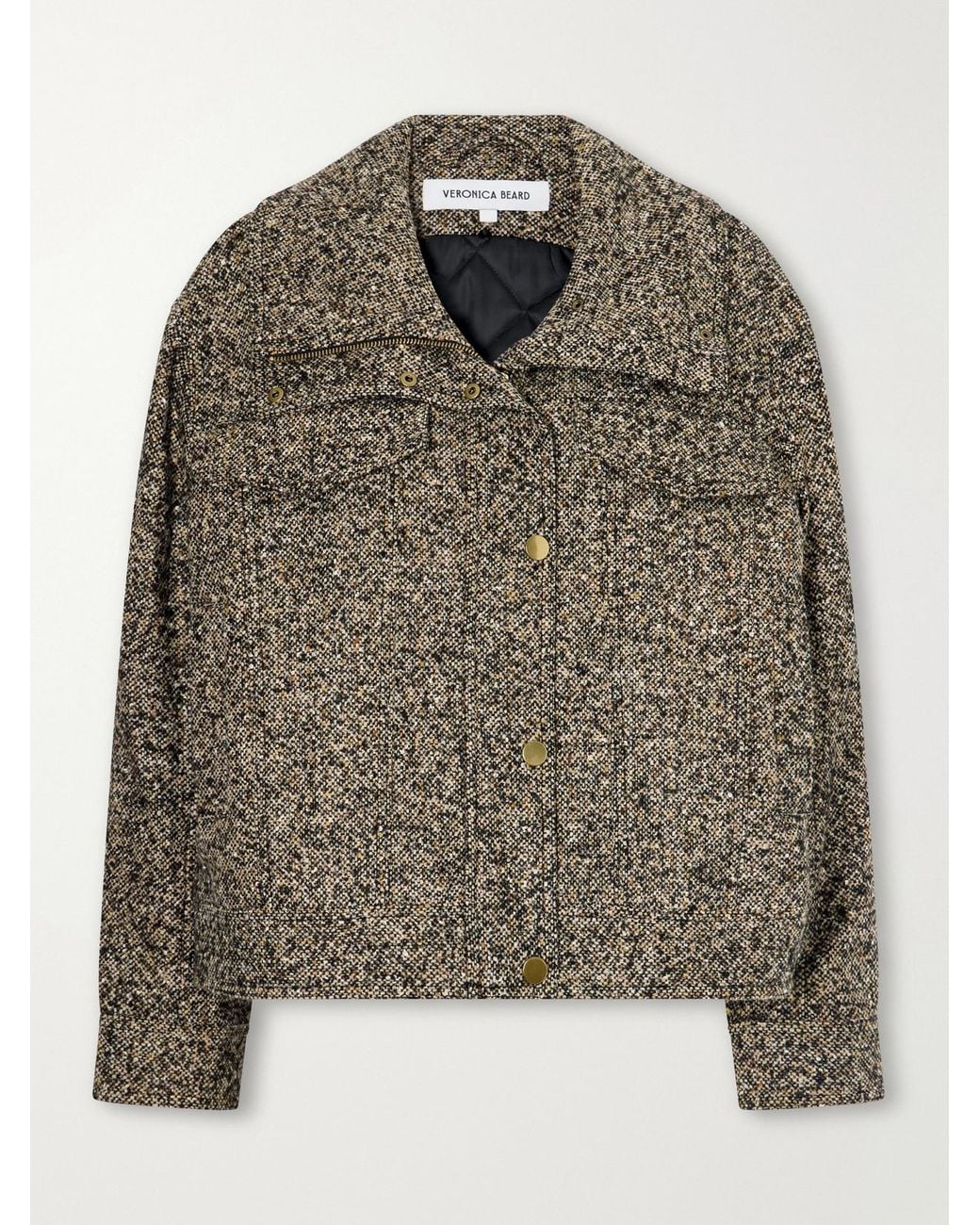 Veronica Beard Natural Silversmith Dickey Padded Tweed Jacket