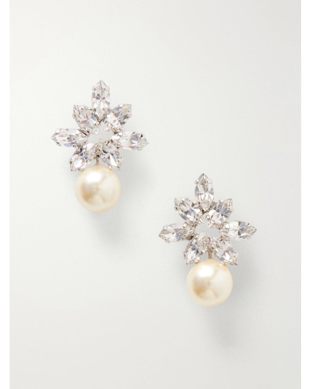Jennifer Behr White Liza-Tone Crystal Earrings