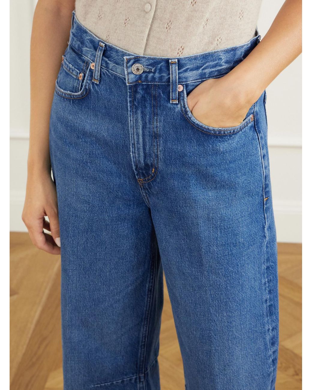 Citizens of Humanity Blue Miro Long Regenerative Cotton Barrel-Leg Jeans
