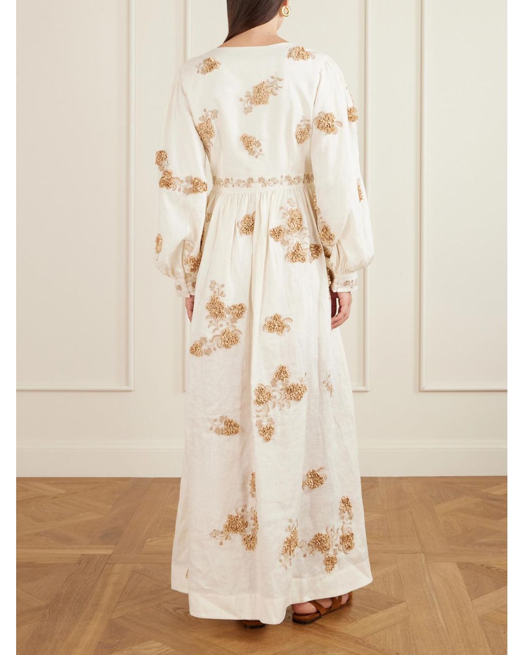 Agua Bendita Natural Frambuesa Embroidered Cotton Maxi Dress