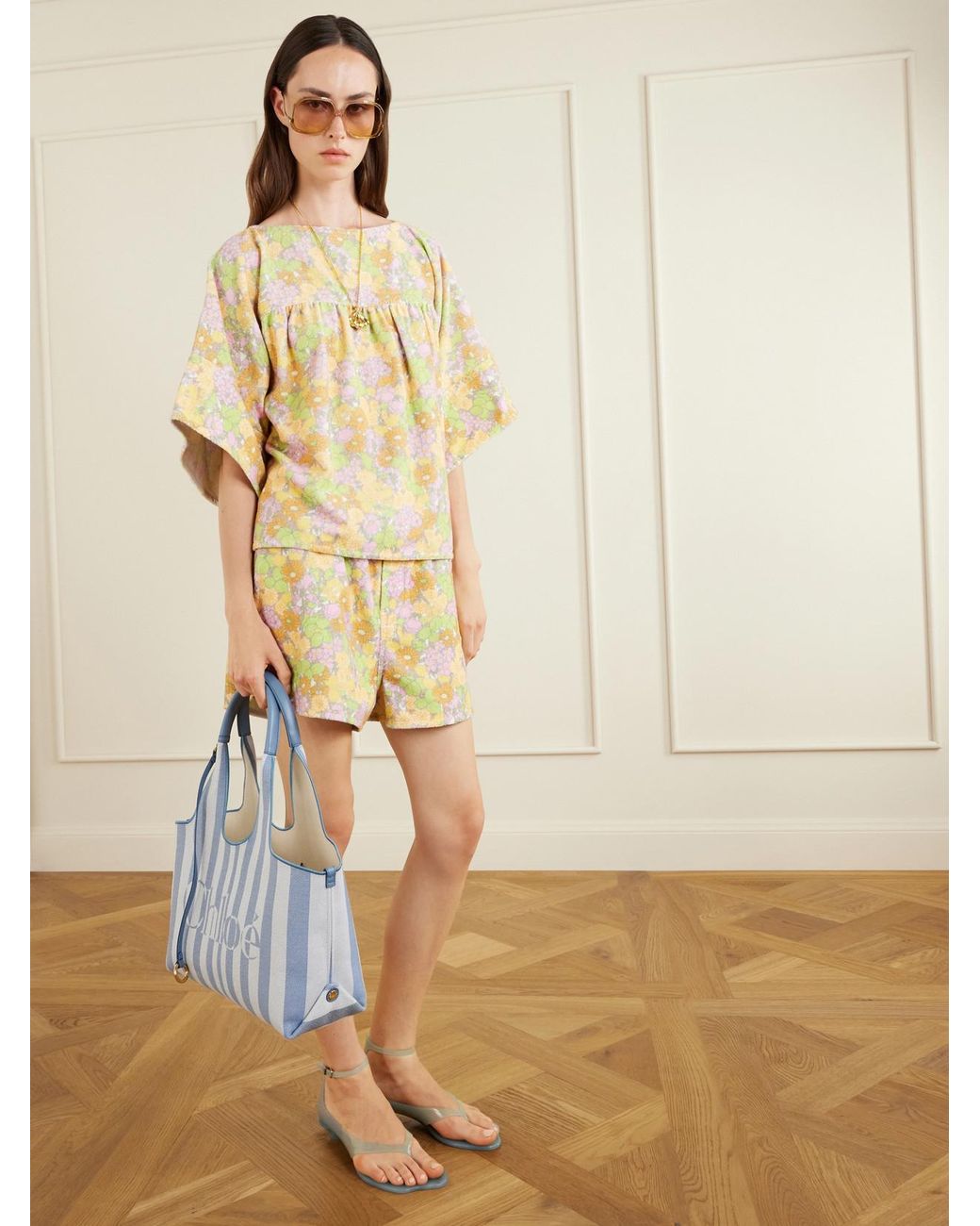 Chloé Metallic Flower-Print Cotton Tunic