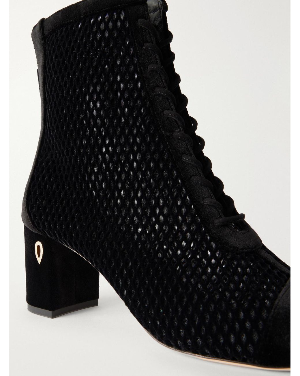 JENNIFER CHAMANDI Black Dan 65 Velvet-Trimmed Mesh Ankle Boots