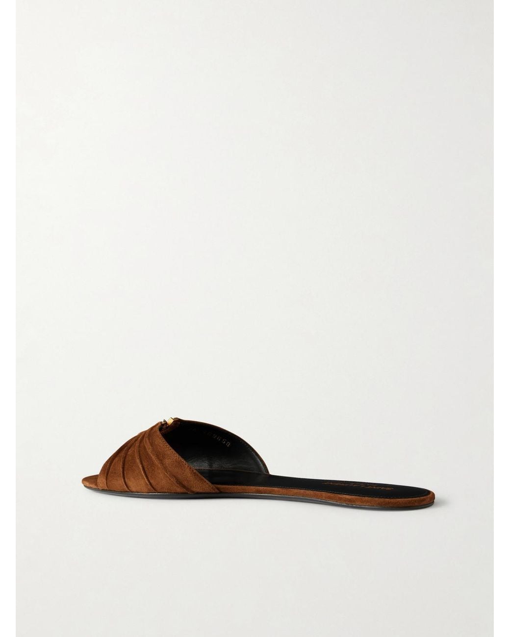 Saint Laurent White Babylon Cassandre-Embellished Suede Slides
