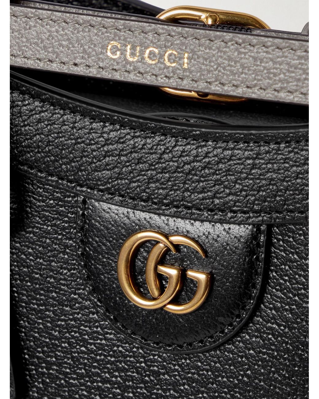 Gucci Black Diana Small Textured-Leather Tote